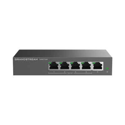 Grandstream GWN7700P Unmanaged PoE+ Gigabit Switch | 5 ports 10 | 100 | 1000 Mbps | 4 PoE+ ports | up to 60W