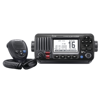 ICOM M424GBLACK BLACK Mobile Marine Class D DSC VHF with intuitive menu and 2nd station capabilities and GPS