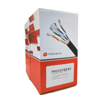 Precision PSCCAT6EXT 1000 ft Outdoor Cat6 UTP Cable, 24 AWG Bare Copper, Black