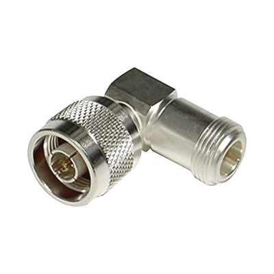 Rf Industries,Ltd RFN10121 Right Angle Adapter from N Male to N Female Connector, Silver/ Gold/ PTFE.