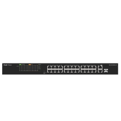 Reyee RGES126FGSLP(US) 24-Port 10/100 Mbps PoE Switch with 2 Gigabit Uplink Ports, Plug and Play, Ruijie Cloud-Visible, Ideal for Secure CCTV