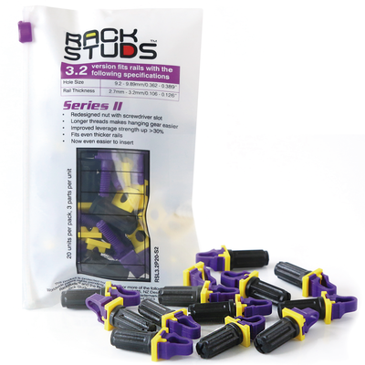 rackstuds RSL3.2P20S2 Series II Purple 20-pack - Server Rack Screws for Server Rack Rails 19" Square Punched Vertical Rails, Perfect Cage Nut...