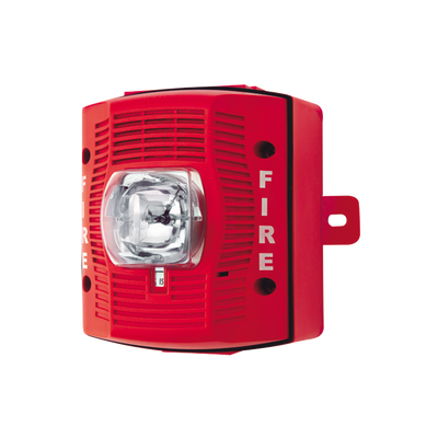 System Sensor SPSRK Red, outdoor speaker strobe for wall installations with selectable strobe settings