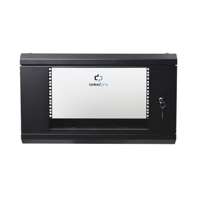 LinkedPRO SR1906LH3G Wall Mount Cabinet with Tempered Glass Door, 635mm Deep, 6U 19'' Rack, Reinforced Steel
