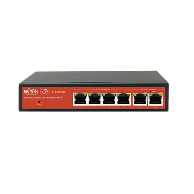 Wi-Tek WIPCES306G Gigabit 6‑Port PoE+ Switch (4 PoE+ Ports up to 60 W) with Cloud Management, Mobile Remote Maintenance, Anti‑Loop Business