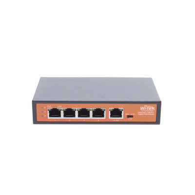 Wi-Tek WIPE51G Gigabit PoE Extender with 1x PoE Input PoE 802.3af | at | bt, 4x PoE Output, 802.3af | at, 250m Long-Range, Plug & Play