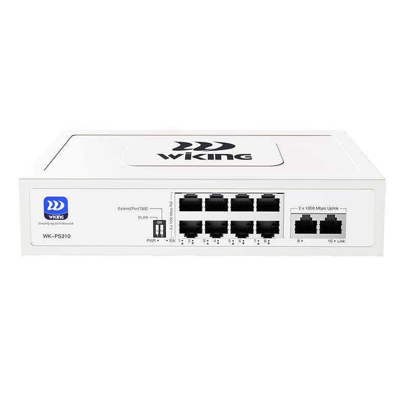 Wi-Tek WKPS310V2 10-Port Gigabit PoE Switch, 8 Port PoE 1000Mbps with 2 Uplink Ports, 90W Power Budget, 250m Extend Mode & Port VLAN with DIP...