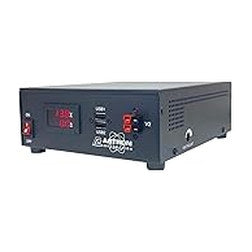 Astron SS25MAP Fuente de alimentación conmutada de 13,8 VCC, corriente máxima ajustable de 25 amperios, medidores digitales, negro