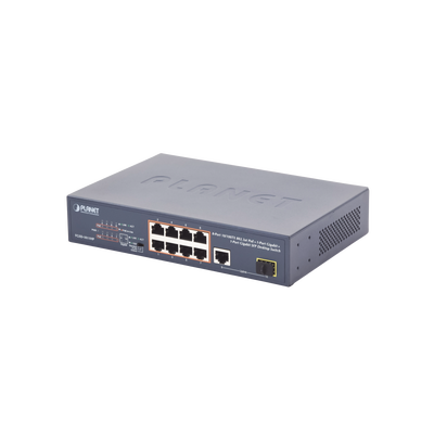 Planet FGSD1011HP Unmanaged Switch 8 ports 10/100 PoE 802.3af/at, 120W PoE Budget, 1 Uplink Port 10/100/1000 and 1 SFP 100/1000
