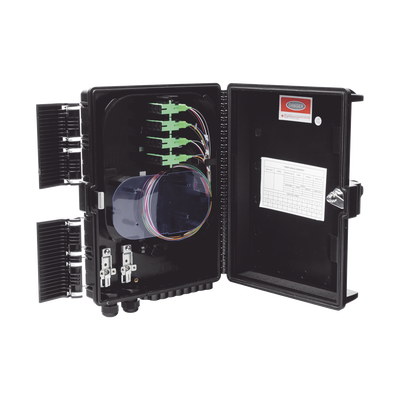 Fiberhome GFS16G Fiber Distribution Box, 24 Splices, IP65, Black, Indoor | Outdoor, with 16 SC | APC adaptors and 1x16 splitter