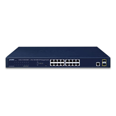 Planet GS421016T2S Layer 2 Managed Switch with 16 Gigabit Ports, 2 SFP Ports, and Console Port