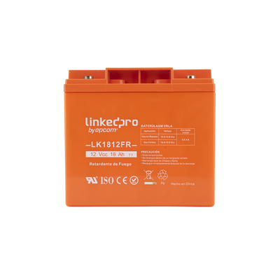 LinkedPRO LK1812FR 12 VDC Battery | 18 Ah | UL | AGM-VRLA Technology | Flame-retardant | For use in electronic equipment, intrusion alarms, fire