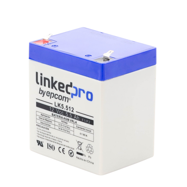 LinkedPRO LK5.512 Backup battery | 12 V, 5 Ah | UL | AGM-VRLA technology | For use in electronic equipment Intrusion alarms | Fire | Access...