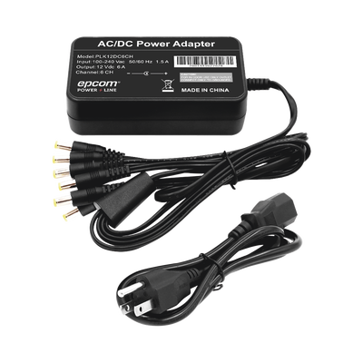 EPCOM Powerline PLK12DC6CH 12 VDC 6 Amp Power Supply | With 6 Outputs Male Power Plug