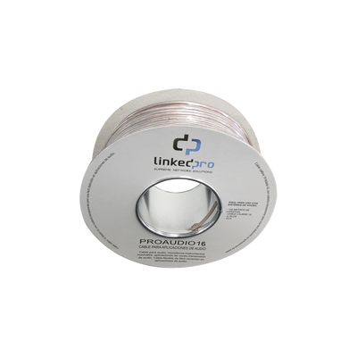 LinkedPRO PROAUDIO16 Professional Grade Audio Cable, Gauge 16/2 Wires, Type CCA, Ideal for Speakers and Microphones, Reel 500 ft (150 m) Transparent