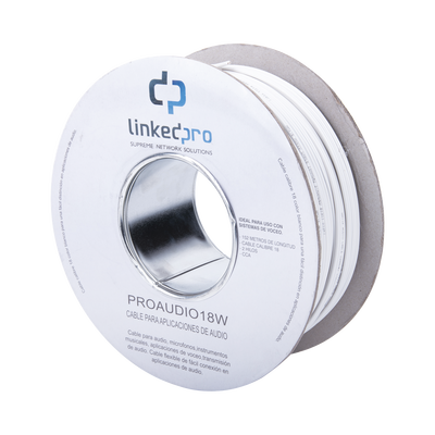 LinkedPRO PROAUDIO18W Audio Cable | 18 AWG | 2-Wire | CCA | White | 152 m (500 ft) Reel