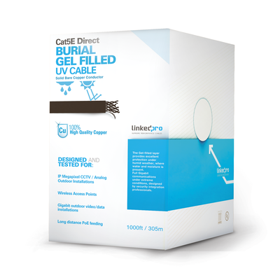 LinkedPRO PROCAT5EGELX Cat5e Outdoor Waterproof Ethernet Cable 1000ft (305m) - Direct Burial Gel-Filled Core, Double Shielded (or Double Jacket),...