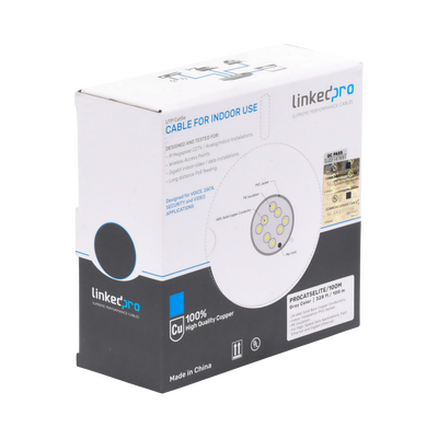 LinkedPRO PROCAT5ELITE/100M 328 ft 100m Cable Reel, Cat5e, 24 AWG, Gray, UL, for Video Surveillance applications, Data Networks. Indoor Use