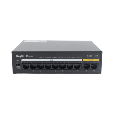 Reyee RGES110FP(US) 10-Port 10/100 Mbps Plug and Play PoE Switch, High-Quality Design, Intelligent PoE Management, Ideal for CCTV Networks