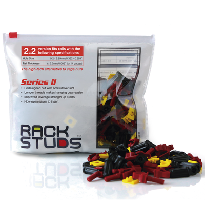 rackstuds RSL2.2R100S2 Series II 100-pack red - Server Rack Screws for Server Rack Rails 19" Square Punched Vertical Rails, Perfect Cage Nut...