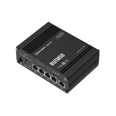 Teltonika RUTM50 5G Dual-SIM Router, up to 3.4 Gbps, RUTM50000000, 4 Ethernet Ports + 1 WAN Port, Wi-Fi Wave-2 802.11ac up to 867 Mbps, USB,...