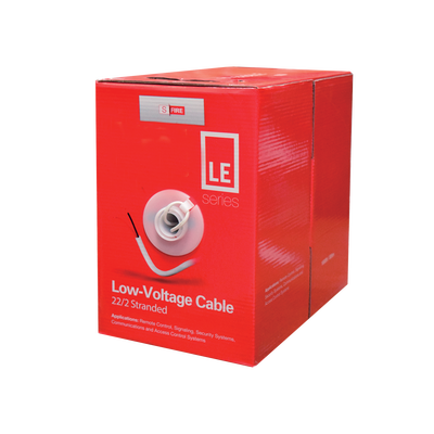 Conductores Monterrey SF2202LE Cable Reel 1000 ft (305 m) | 22 AWG | 2 Conductor | CCA | White Jacket | Intruder Alarms | Access Control | Intercoms