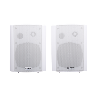 EPCOM ProAudio SF775AW RMS 20Wx2@8ohm Active Wall Mount Speaker plus 20W Passive, ABS body, Metal Grille & Mounting Bracket, 5"+1.5" , White Color