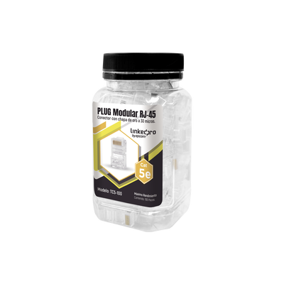 LinkedPRO TC5100 100 Pieces Bottle with Modular Plug RJ45 Cat5e Unshielded, 30 Micron Gold Plated for Extreme Durability