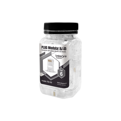 LinkedPRO TC6100 100 Pieces Bottle with Modular Plug RJ45 Cat6 Unshielded, 30 Micron Gold Plated for Extreme Durability