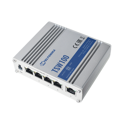 Teltonika TSW100 Unmanaged PoE Industrial Switch, TSW100000010, 5 Gigabit Ports with 4 Ports PoE+ 802.3af/at (120W)