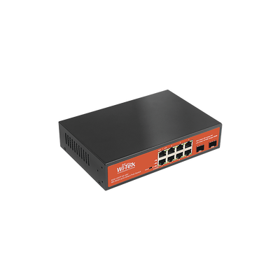 Wi-Tek WIPCES310GF 8-Port Smart PoE Switch with 8 PoE+ and 2 SFP ports, cloud-managed, with automatic loop prevention and real-time alerts