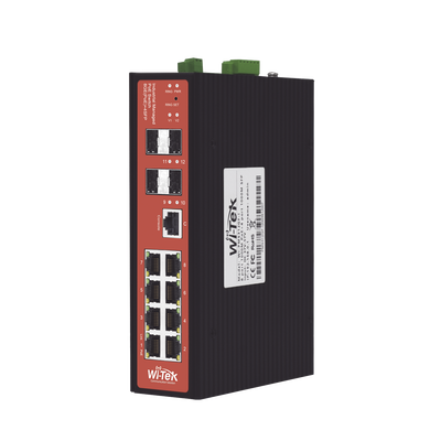 Wi-Tek WIPMS312GFIV2 Managed Industrial PoE Switch, Ports 1-2 : 24V Passive | 48V 802.3 af | at PoE 30W, Ports 3-4: 802.3 af | at | bt PoE 60W,...
