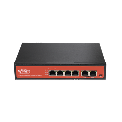 Wi-Tek WIPS205V2 Switch with 4 PoE ports 10 | 100 up to 250m and 2 uplink ports 10 | 100, supports 1 port with Hi-PoE