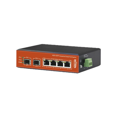 Wi-Tek WIPS306GFIV2 Industrial PoE++ and Passive 24V Switch, Plug and Play with 4 Gigabit Ports + 2 SFP | PoE Budget 180W