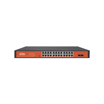 Wi-Tek WIPS326GFH 24-Port Gigabit PoE Switch with 2 SFP Slots, 250m Long-Distance CCTV Mode, and 250W Power Budget