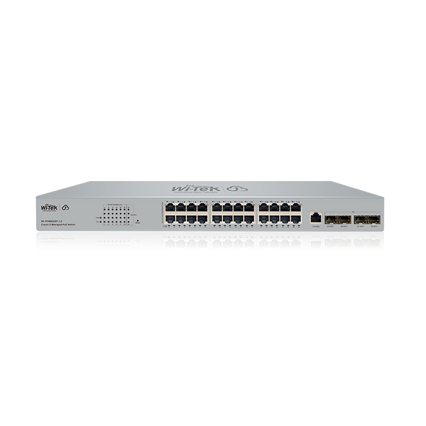 Wi-Tek WIPCMS528FL3V2 24-Port Gigabit PoE+ L3 Managed Switch with 4x 10G SFP+ Slots, 370W PoE Budget, Advanced Routing & Cloud Management