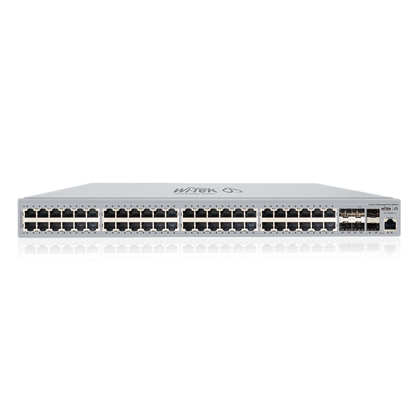 Wi-Tek WIPCMS554FL3V2 48-Port Gigabit PoE+ L3 Managed Switch with 6x 10G SFP+ Slots, 370W PoE Budget, Advanced Routing, and Cloud Management