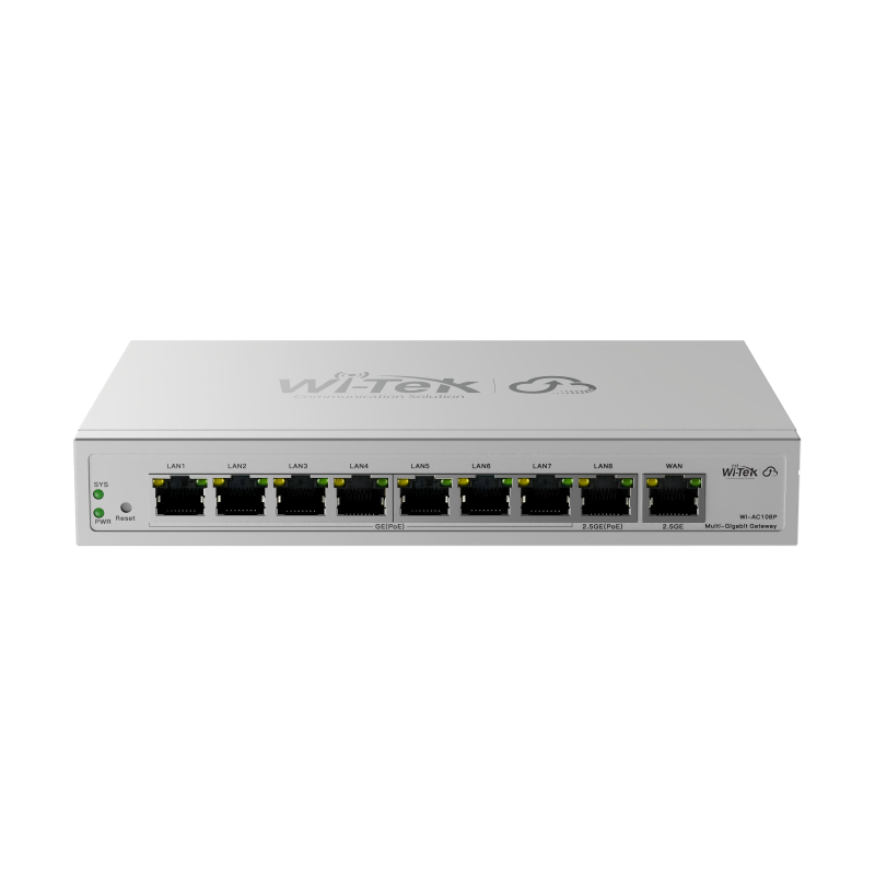 Wi-Tek WIAC108PV2 Multi-WAN 2.5G PoE Router with 2 - 2.5G Ports, 8 - PoE Gigabit LAN Ports, VPN Support, SD-LAN, and Centralized Cloud Management