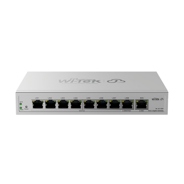 Wi-Tek WIAC108PV2 Multi-WAN 2.5G PoE Router with 2 - 2.5G Ports, 8 - PoE Gigabit LAN Ports, VPN Support, SD-LAN, and Centralized Cloud Management