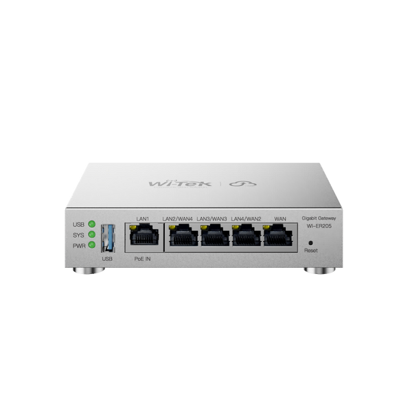Wi-Tek WIER205 Compact Gigabit VPN Router with 5 Ports, Multi-WAN Load Balancing, PoE | USB-C Power, VPN Support, and Cloud Management