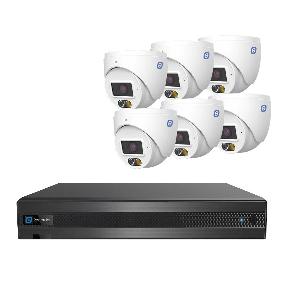 EPCOM e-Series XK84DLGEN3(LA) 8-Camera 4K PoE Security System | 8-CH NVR + 6 Dual Light Turrets + 2 Bonus 4MP Bullets